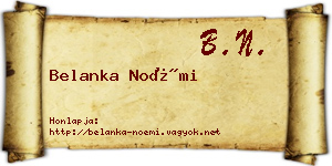 Belanka Noémi névjegykártya
