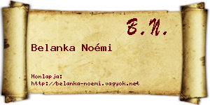 Belanka Noémi névjegykártya